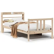 Vidaxl Posteljni okvir z vzglavjem 90x190 cm trdna borovina