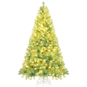COSTWAY Umetno božično drevo z lučkami LED 225 cm, (5000085754)