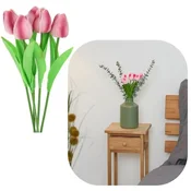 shumee Silikonski tulipani, umetne rože 34 cm, okrasne rastline za vazo, 5 kosov - roza
