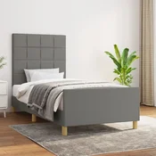 shumee vidaXL Posteljni okvir brez vzmetnice temno siv 80x200 cm oblazinjen s blagom