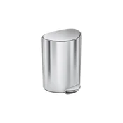 Semi-round pedal trash bin, 6 L, stainless steel, Brushed - simplehuma