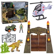slomart LEAN TOYS Park Dinozavrov z bazo in helikopterjem