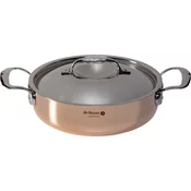 de Buyer Lonec iz nerjavečega jekla 6241.24 PRIMA MATERA, low, copper, stainless steel lid, diameter 24 cm, volume 3.1 L, height 6.8 cm, straight sides, straight low edges, 2 stainless steel handles