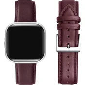 shumee PAŠEK ZA URO Fitbit Versa/Versa 2/LITE/SE RDEČE VINO PRAVO USNJE