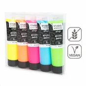 Creall set akrilnih barv Studio acrylics, 5 120 ml, mix - fluorescentnih x