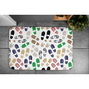 tulup.si Tepih za kopalnico Sledi čevljev 90x60 cm Bela in siva