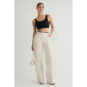 Trendyol Stone Pleated Wide Leg/Wide Leg Woven Trousers