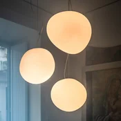 Foscarini Gregg grande LED-visoka svetilka, z možnostjo zatemnitve - Dnevna soba/jedilnica - Dizajn - bel satiniran - Steklo