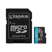 Kingston 170R A2 U3 V30 Canvas Go Plus Micro SD XC kartica sa adapterom, 128 GB