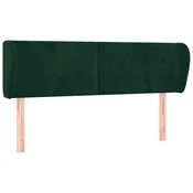 Vidaxl Vzglavje z ušesi temno zeleno 147x23x78/88 cm žamet