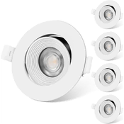 Nikcorp Vgradni LED reflektorji 6W, vrtljivi, ploski, komplet 5 kosov, 230V, bela barva, za knauf strop, 500lm, 28mm globina