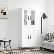 Vidaxl Visoka omara bela 69,5x34x180 cm inženirski les