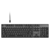 Natec Žična tipkovnica NATEC AMBERJACK, profesionalna, tiha mehanska stikala, LED osvetlitev, Hot-Swap, F1-F12, Windows / Android / Linux, USB-C, črno-siva, (5000517154)
