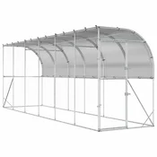 vidaXL Kokošja kletka ob steni Srebrna 600 x 150 x 215 cm