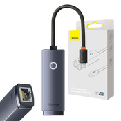Baseus Lite Series USB-C na RJ45 mrežni adapter, 100 Mbps (sivo)
