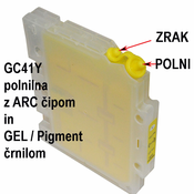 FENIX GC41Y ARC-Polnilna s Yellow črnilom nadomešča gel kartušo Ricoh 405764 GC41Y za Ricoh Aficio SG2010, SG2100, SG3100, SG3110, SG7100 - kapaciteta 2.200 strani