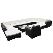 vidaXL vidaXL Vrtna sedežna garnitura 12-delna z blazinami poli ratan črna, (20972111)