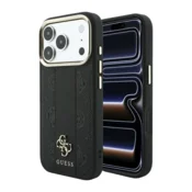 Maska Guess Stripe Peony 4G Logo MagSafe za iPhone 17 Pro/ 18 Pro crna