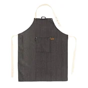 Striped kitchen apron, 68 x 85 cm, Sherlock, black - Tiseco