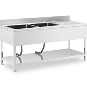 Pomivalno korito - 2 umivalnika - iz nerjavečega jekla - 180 x 70 x 97 cm - Royal Catering