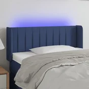 Vidaxl vidaXL Vzglavje postelje z LED modro 83x16x78/88 cm blago