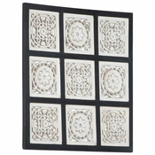 vidaXL Rucno rezbareni zidni panel MDF 60 x 60 x 1,5 cm crno-bijeli