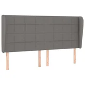 Vidaxl Vzglavje z ušesi temno sivo 163x23x118/128 cm blago