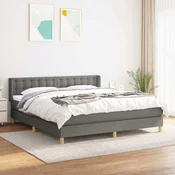 Greatstore Box spring postelja z vzmetnico temno siva 180x200 cm blago