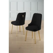 Hanah Home Set stolica Newa, 46x94x46 cm, 2 komada, Crno-zlatne boje