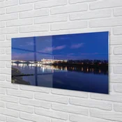 tulup.si Slika na akrilnem steklu Varšava stadion reka most noč 100x50 cm 4 obešalnika