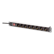 Digitus DN-95436 električni razdelilnik (PDU) 8 vtičnica(-e) AC 1U Črna, Srebrna