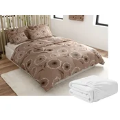 Set posteljnine mikropliš PAMPELINO svetlo rjave barve + rjuha mikropliš SOFT 90x200 cm bela, za enojno posteljo