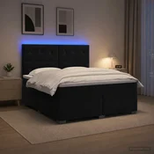 vidaXL Postelja boxspring z vzmetnico Črna 160 x 200 cm Žamet