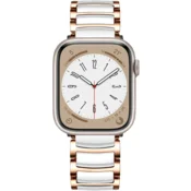 GS Pašček za Apple Watch 1/2/3/4/5/6/7/8/9/10/11/SE Ultra 1/2/3 42/44/45/46/49 mm, bela/roza zlata