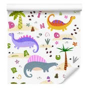 Barvita tapeta z dinozavri in palmami za dnevno sobo in spalnico 50x1000 cm