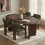 HANAH HOME Set Trpezarijski sto i 4 stolice Meridia 4 Milano Walnut Dark Walnut Green