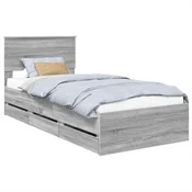 Vidaxl Konstrukcija postelje Siva Sonoma 75 x 190 cm Inženirsko leseno