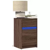 Vidaxl vidaXL Nočna omarica z LED diodo, rjav hrast