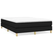 Vidaxl Posteljni okvir z vzmetmi črn 140x190 cm blago
