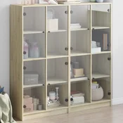 Regal za knjige s vratima boja hrasta 136x37x142 cm drveni