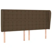 Vidaxl Vzglavje z ušesi temno rjavo 203x23x118/128 cm blago