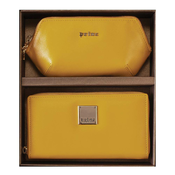 Princ Leather Ženski poklon set novcanik i neseser, Žuti