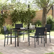 vidaXL vidaXL Set 3 Črna PE ratan, prašno lakirano jeklo 54x62.5x89 cm Trajno, (22087655)
