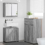 vidaXL Komplet pohištva za kopalnico 3 pcs Siva Sonoma Konstruiran les