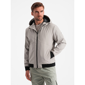 Ombre Mens lightweight jacket with mesh lining and hood - grey