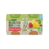 Blédina ORGANIC Harvest From 6 months - Small Fruit Jars - Apples Strawberries 2x130g