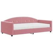 Vidaxl Dnevna postelja z vzmetnico roza 100x200 cm žamet