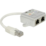 Delock RJ45 omrežni adapter CAT 5 [1x RJ45-vtič - 2x RJ45-vtičnica] 0.15 m bele barve Delock