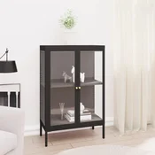 Komoda crna 75 x 35 x 105 cm od celika i stakla