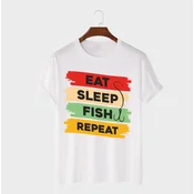 MAFIMI Majica Eat Sleep Fish Repeat, Bela